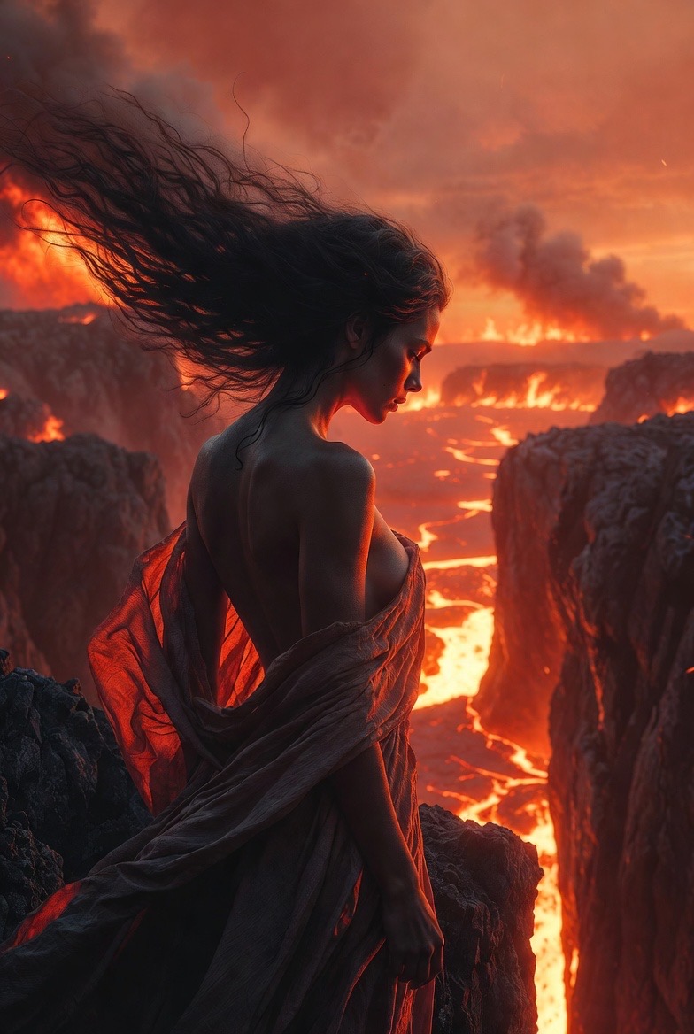 Goddess at the volcanic horizon